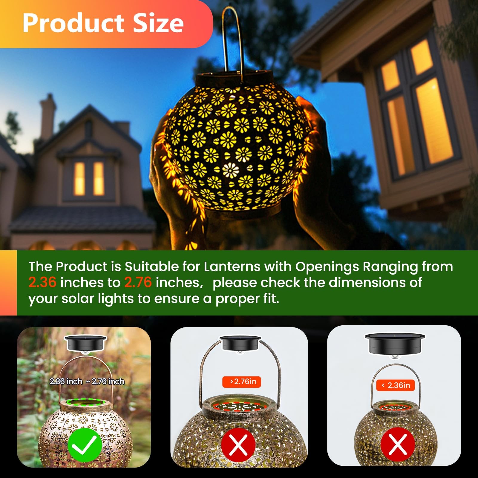 4 Pack Solar Light Replacement Tops 2.76" Waterproof LED Lantern Garden Decor
