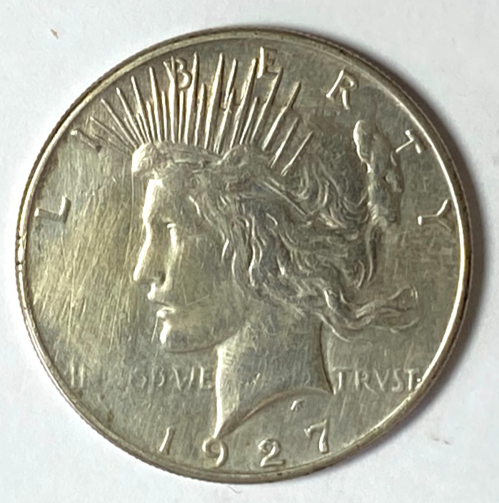 1927 S $1 Peace Silver US One Dollar San Francisco AU
