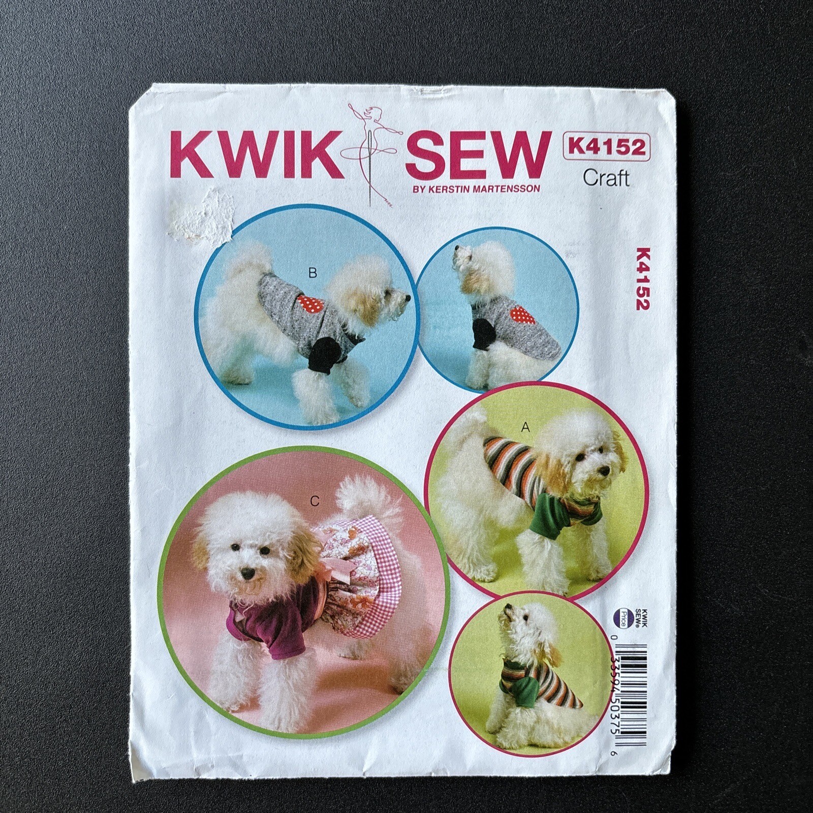 K4152 Doggie Clothes, 3 Styles, All Sizes XS - XL New Uncut Kwik Sew Pattern