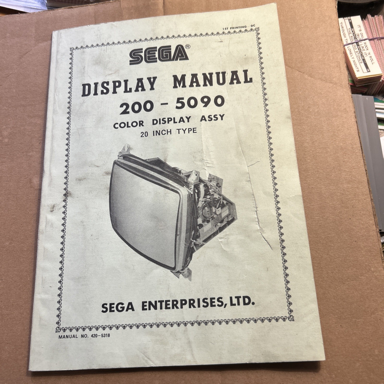 Sega 200– 5090 20"  Monitor arcade game owners manual