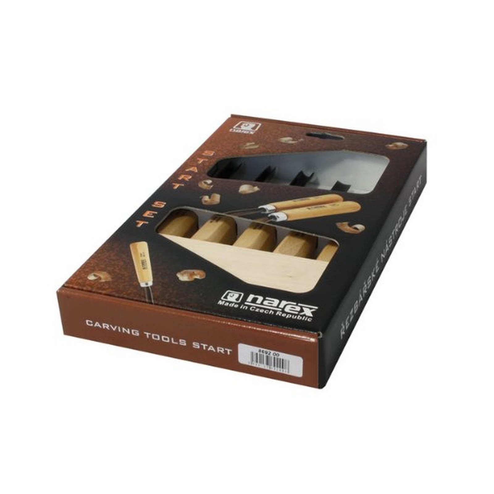 Narex 5 Piece Set Starter Carving Chisels 3 Gouges, V Tool and Double Bevel S...