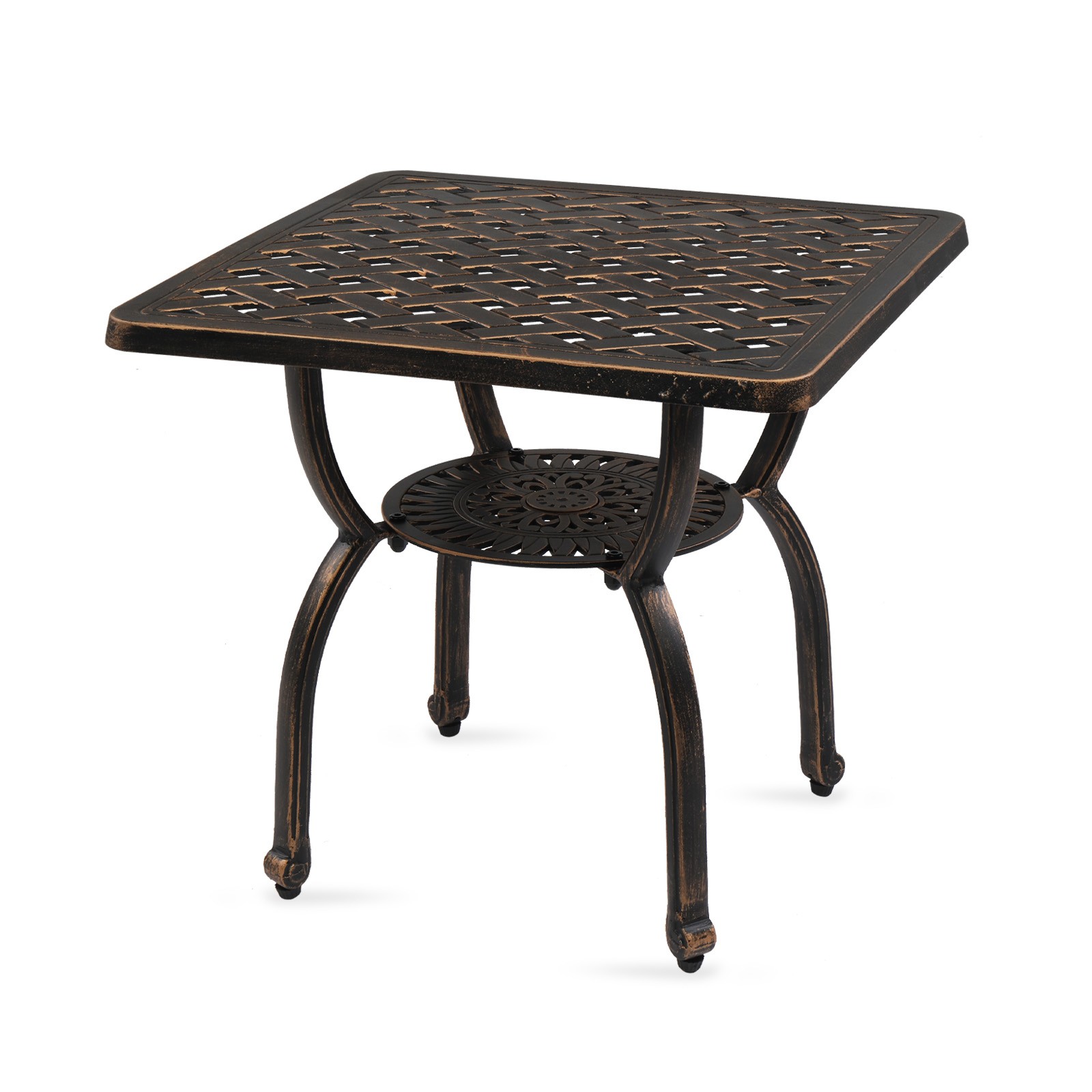 Cast Aluminum Outdoor Side Table,Anti-Rust Outdoor End Table,Patio Coffee