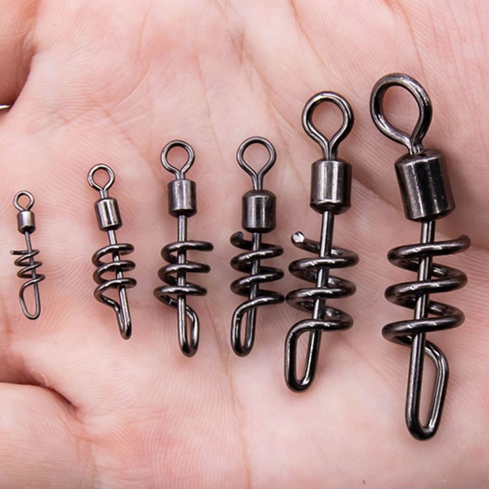 25x Fishing Rolling Barrel Swivel with Screw Snaps Lure Weight Hook Connector