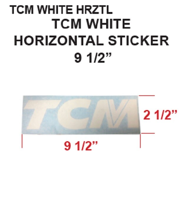 TCM FORKLIFT  VYNIL DECAL STICKER WHITE HORIZONTAL 9.5"  X 2.5"  TUNE UP