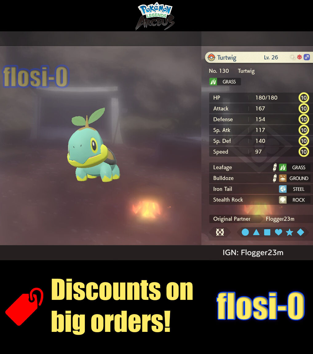 6IV Shiny Alpha Turtwig Max Effort Level Pokemon Legends Arceus