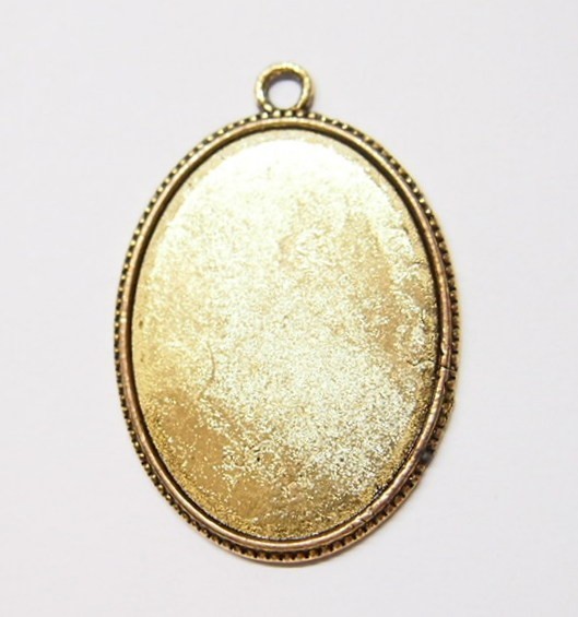 4 of 39x29mm Antique Gold Victorian Simple Beaded Band Pendant Settings