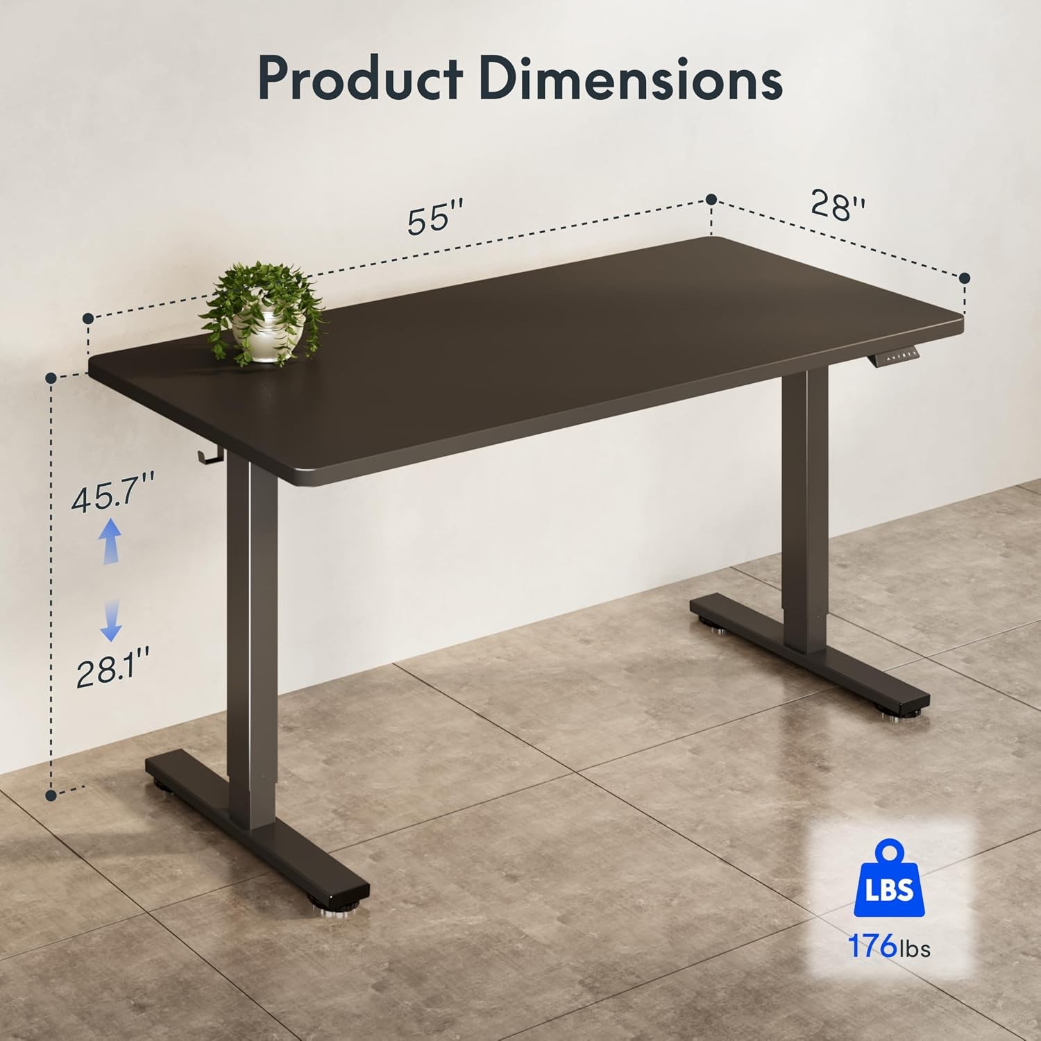 Electric Adjustable Workbench 55x28 Inches Ergonomic Worktable for Garage