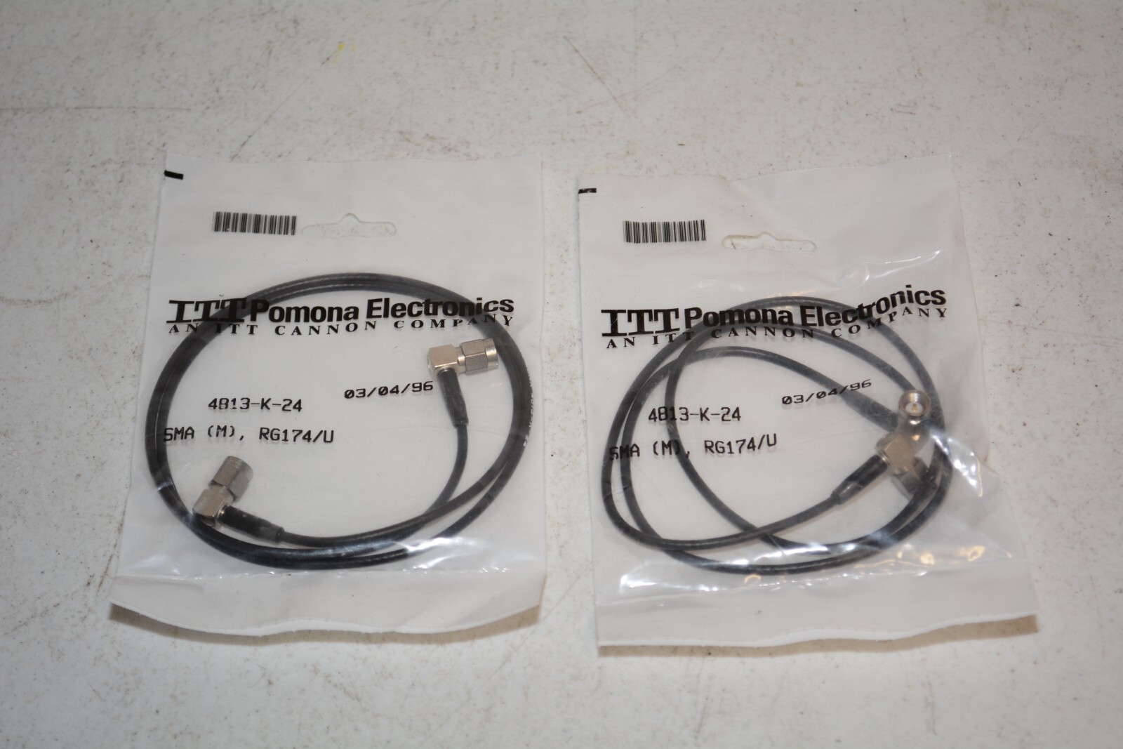 Lot 2x ITT Pomona Electronics 4813-K-24 SMA (M) RG174/U #W5220