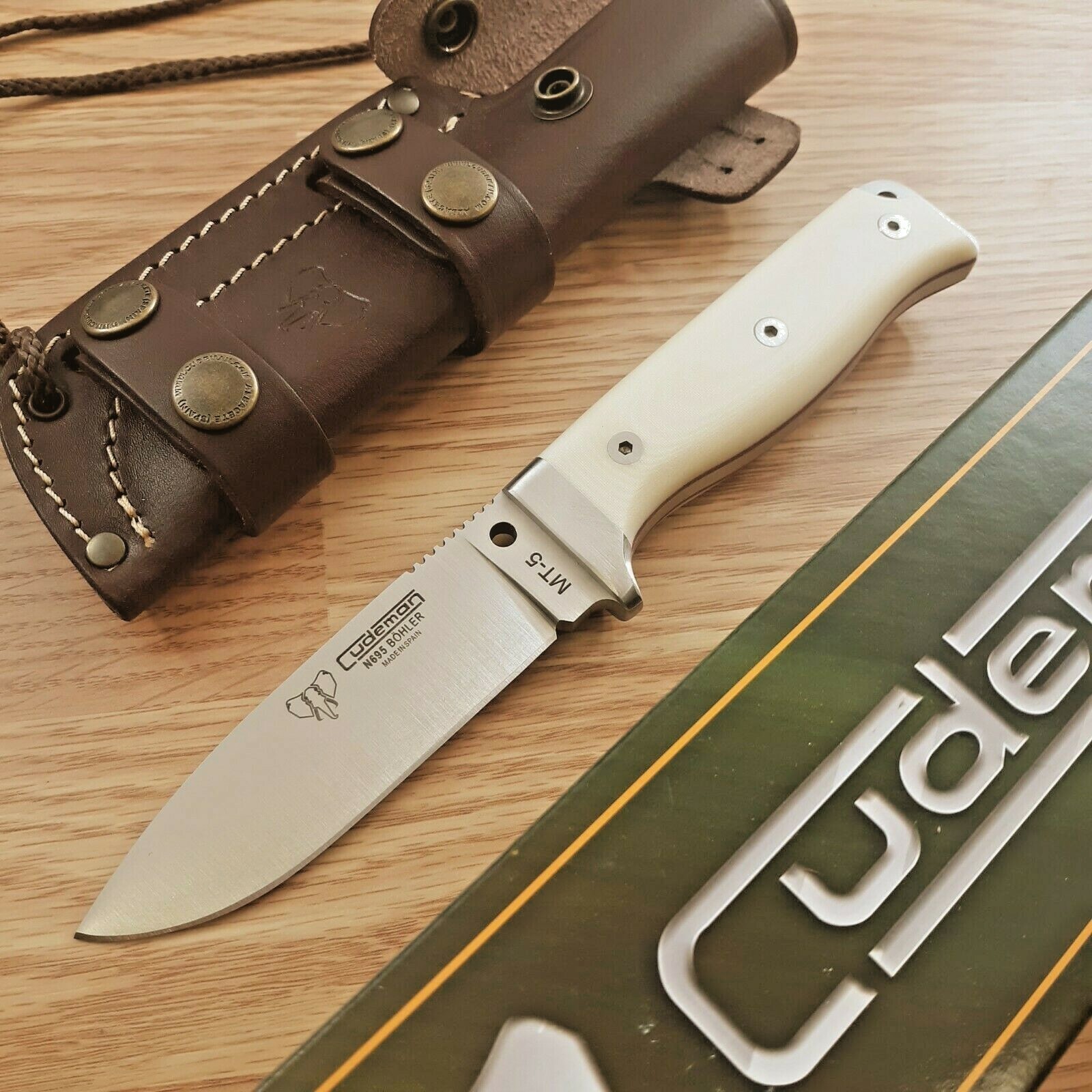 Cudeman MT5 Survival Fixed Knife 4.25" N695 Steel Blade Micarta/Wood Handle