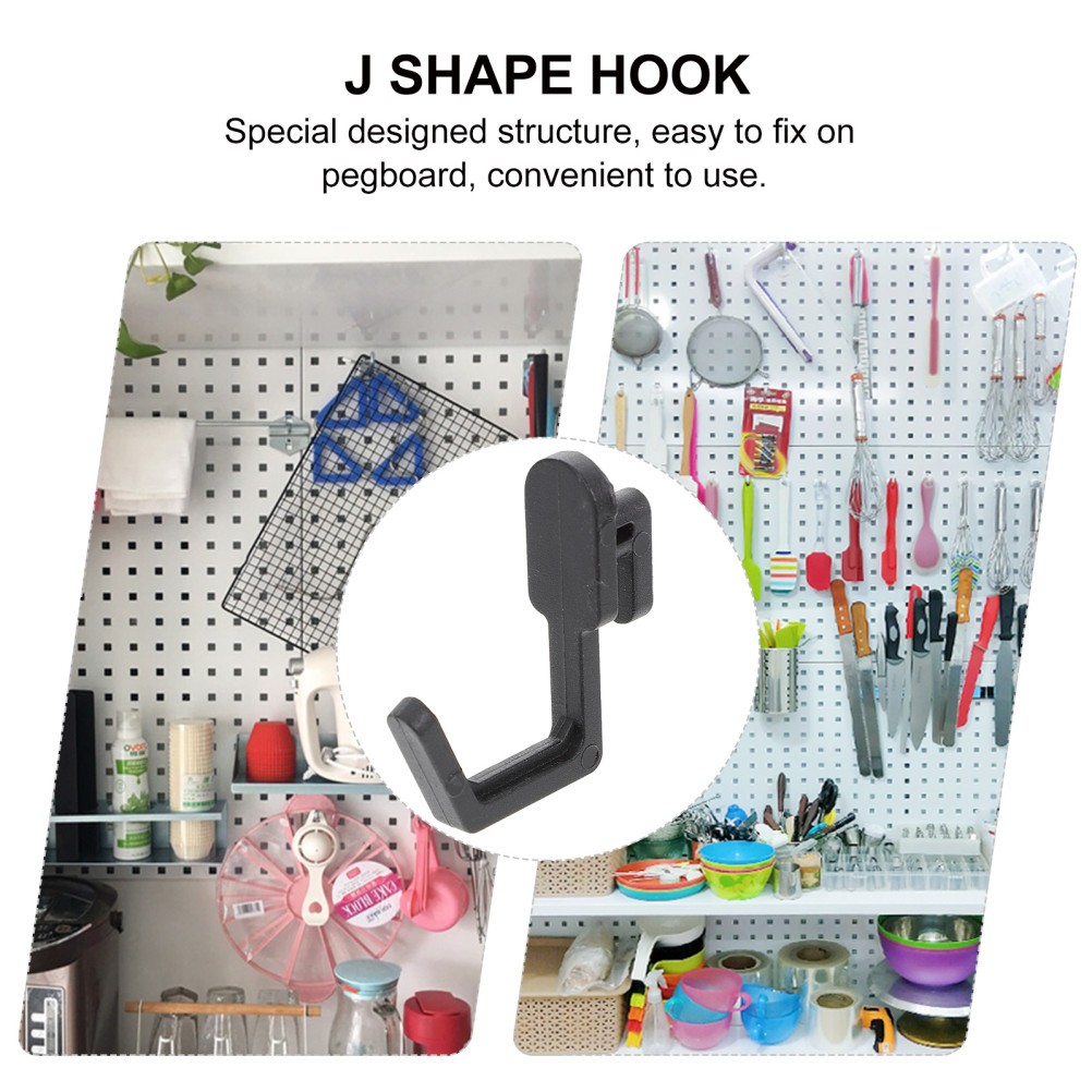 20Pcs Reusable Plastic J Shape Pegboard Hooks Display Hooks for Workshop