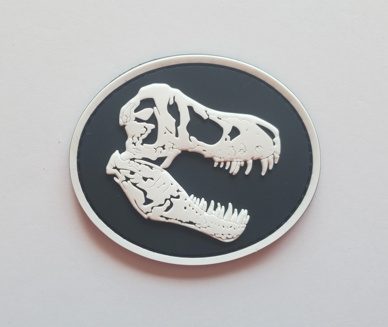 Tyrannosaurus T Rex Skull GITD PVC Morale Patch 3-D Hook & Loop 3" x 2.5" NEW