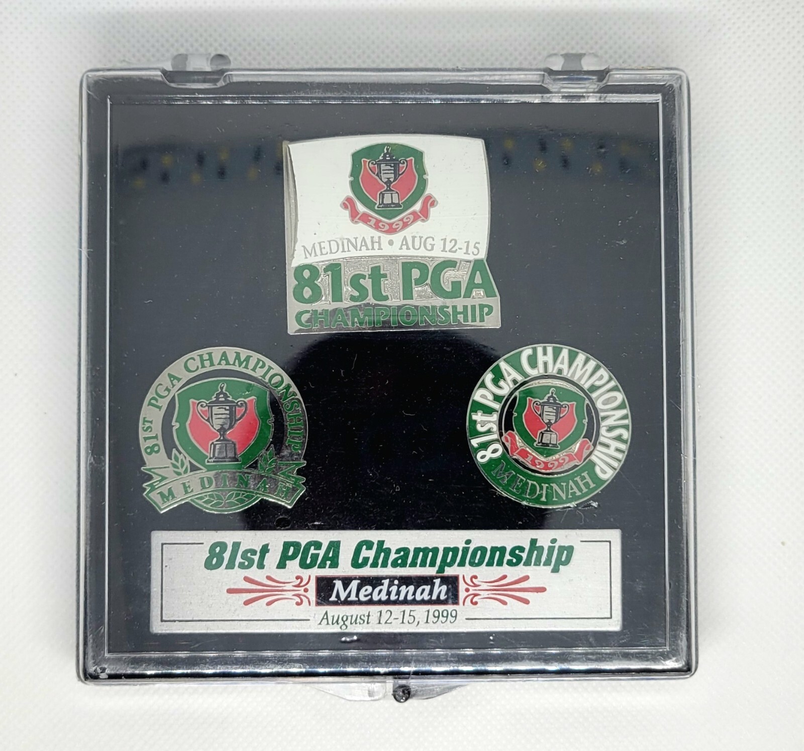 💥 1999 81st PGA CHAMPIONSHIP MEDINAH GOLF PIN SET TIGER WOODS WIN UNOPENED MINT