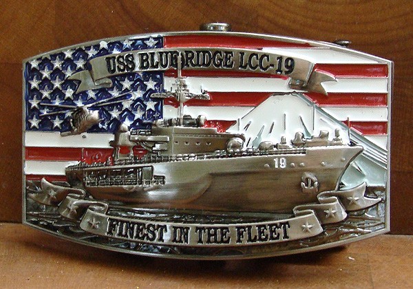 USS Blueridge (LCC-19) Amphibious Command Ship Crew Belt Buckle Antique Silver