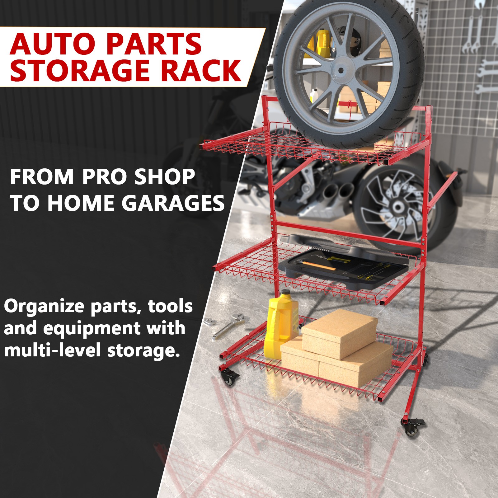 Parts Management Storage Rack Mobile Auto Body Rolling Parts Cart Body Shop Tool