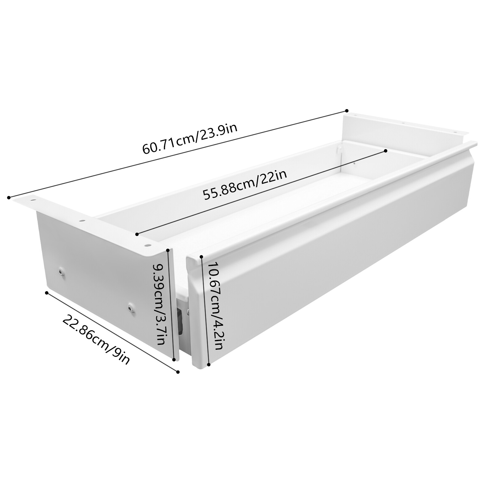 22" Desk Drawer Organizer Tray, Slide Out Office Under Desk Organizer Tray White