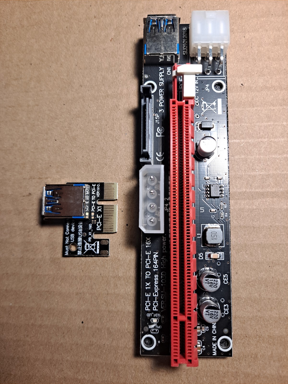 PCI-E 1x to 16x Powered USB3.0 GPU Riser Extender Adapter Card Board Cable