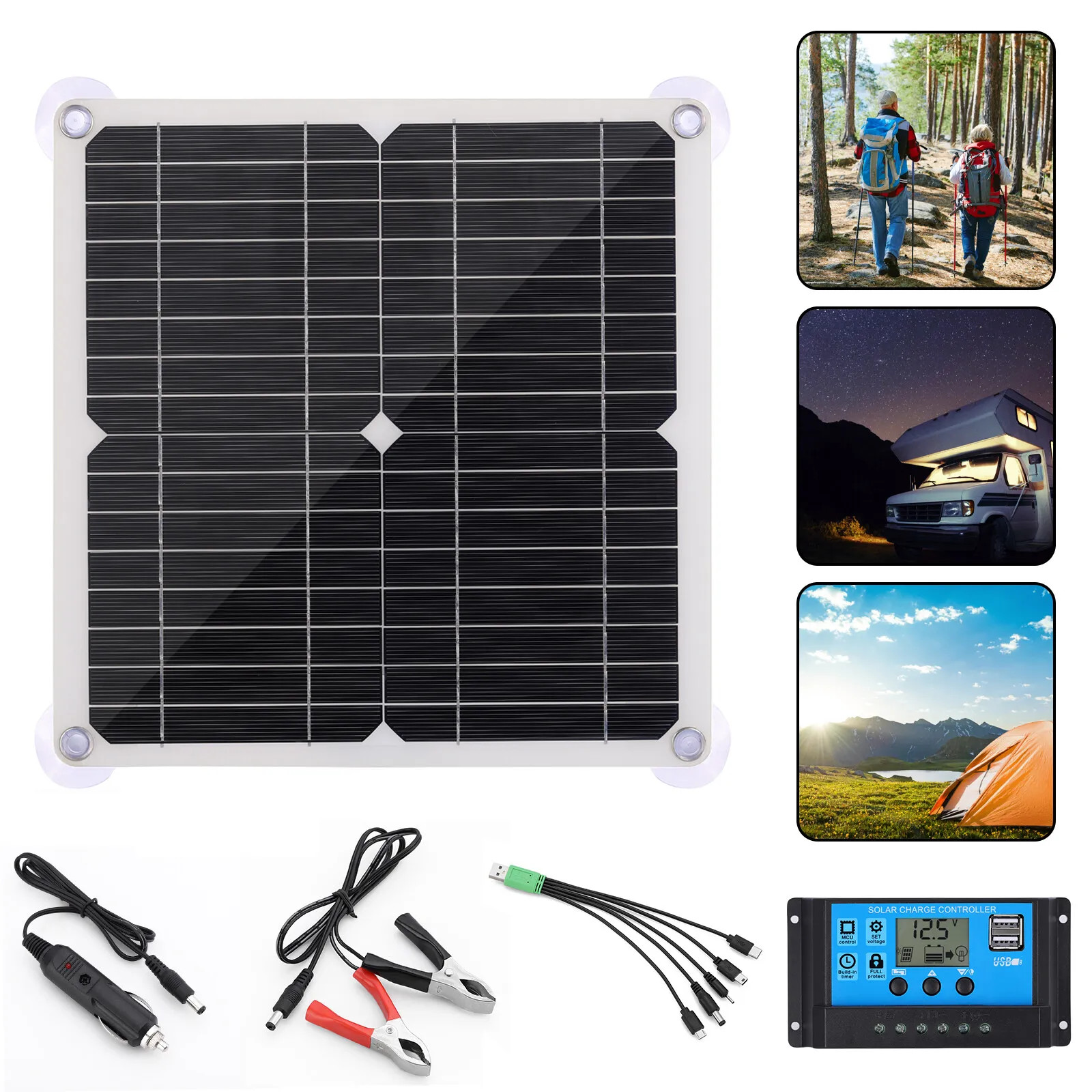 200W Solar Panel Kit Battery Charger&100A Controller For Car Van Caravan Boat US