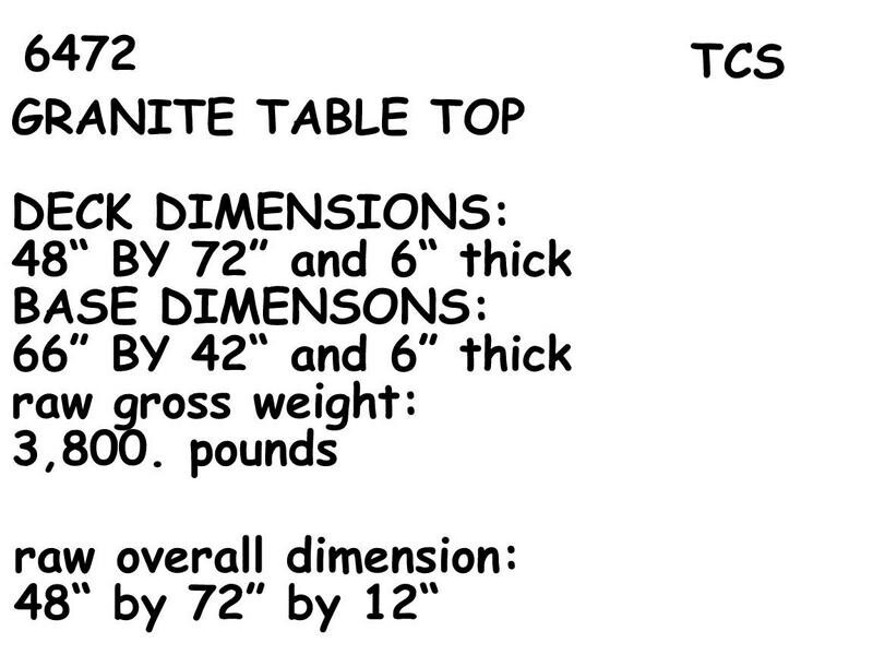 GRANITE Metrology Surface Plate or Optical/Machine Base TABLE TOP Charcoal Grey
