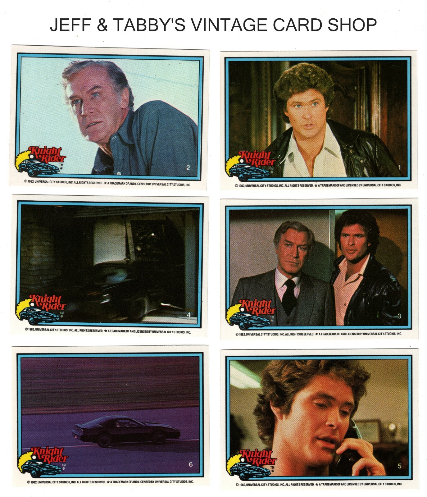 1982 DONRUSS KNIGHT RIDER CARDS / SEE DROP DOWN MENU for card you will receive.