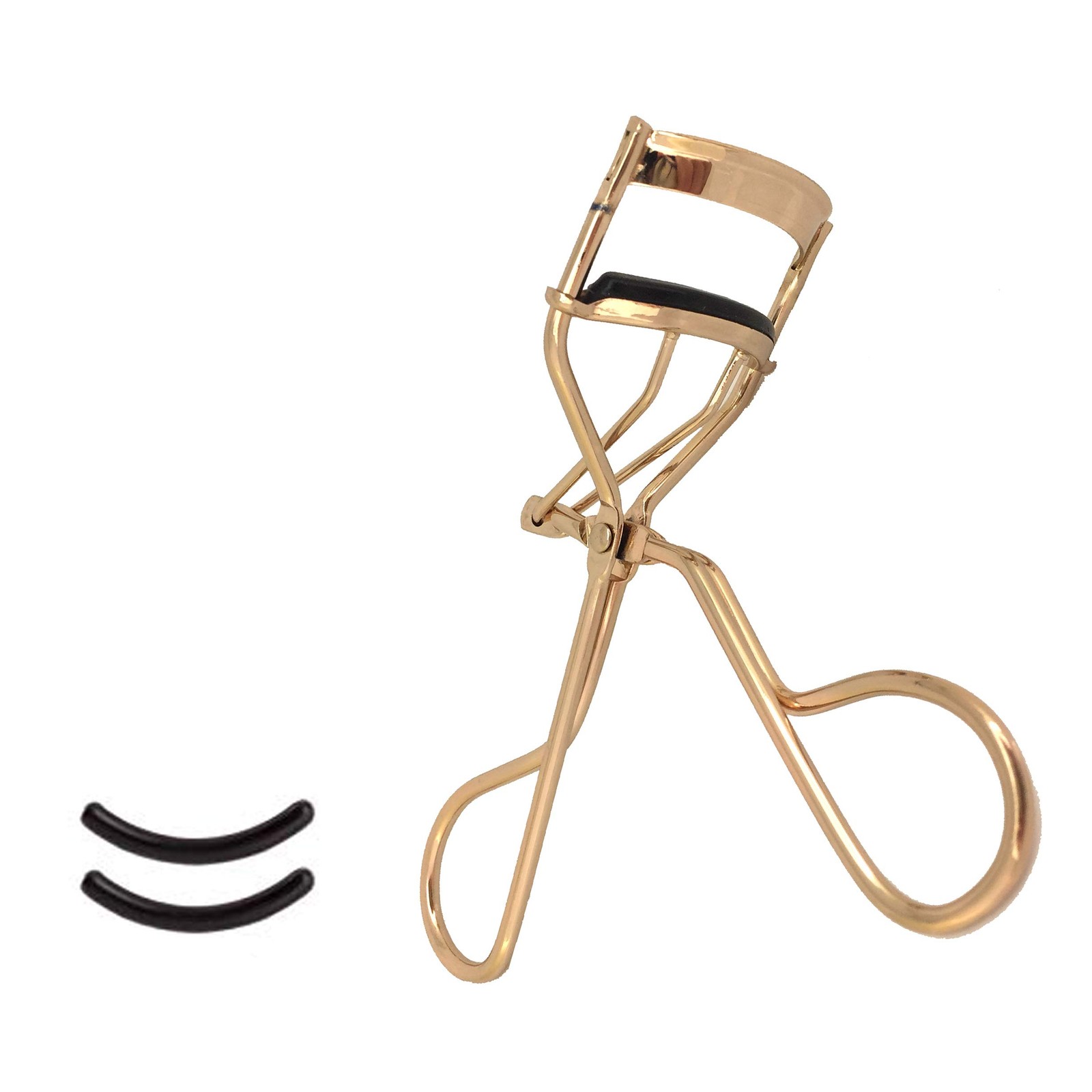 Golden Eyelash Lash Curler with 2 Silicone Refill Pads for Women Girls Makeup