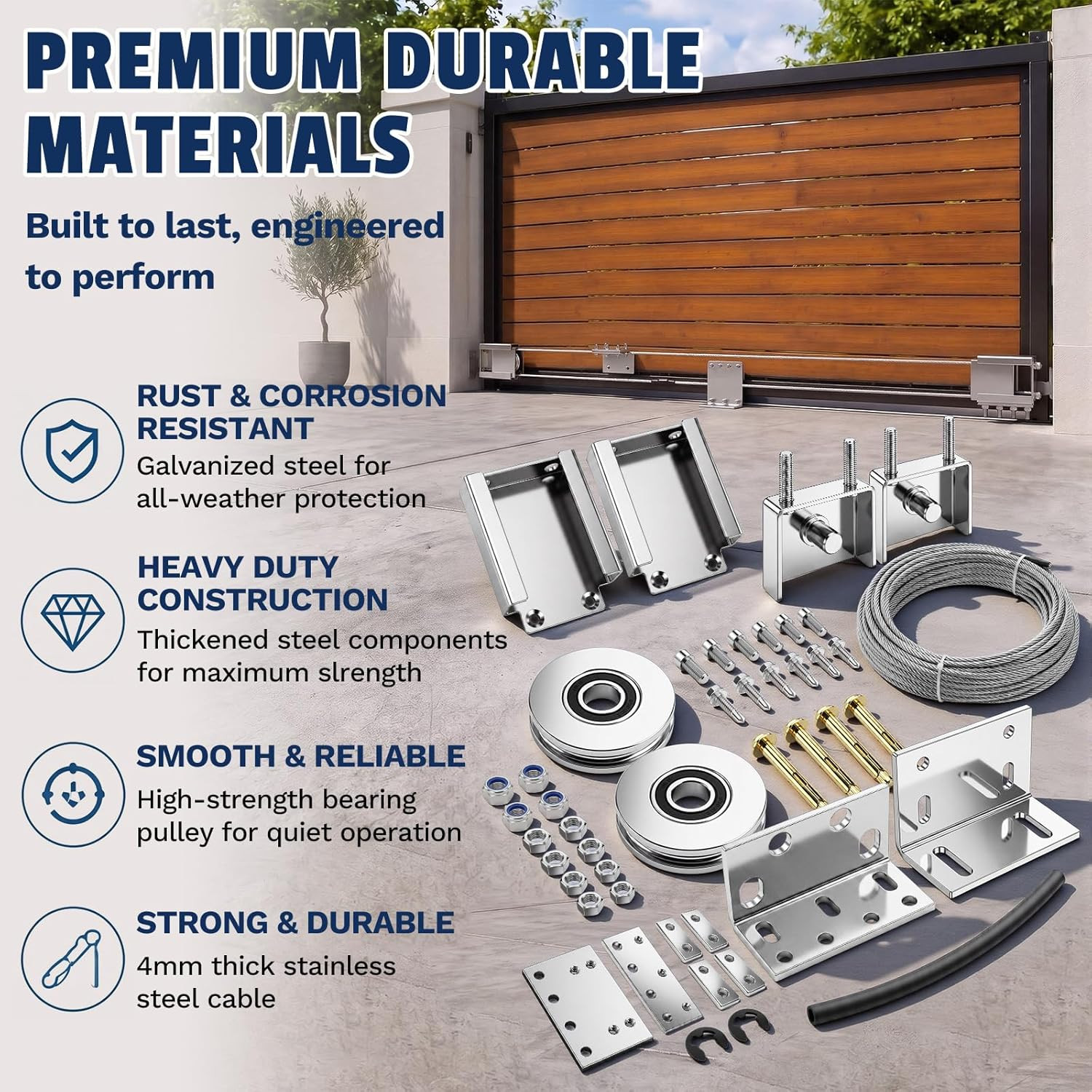 Heavy Duty Telescoping Sliding Gate Hardware Kit Saving Driveway Gate System wit