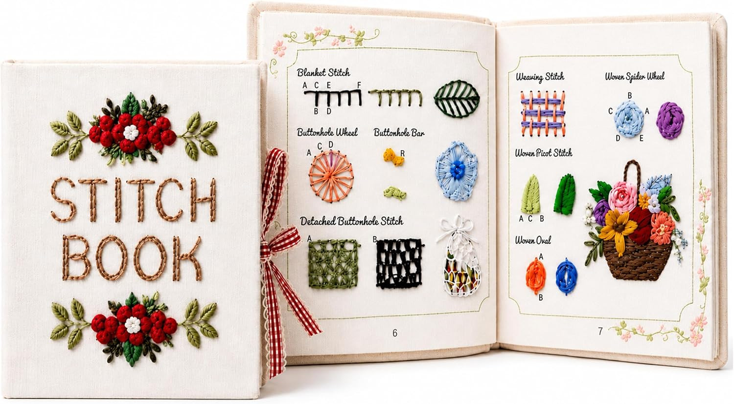 Embroidery Stitch  Beginner with Fabric Pages, 31 Essential Stitches in Structur