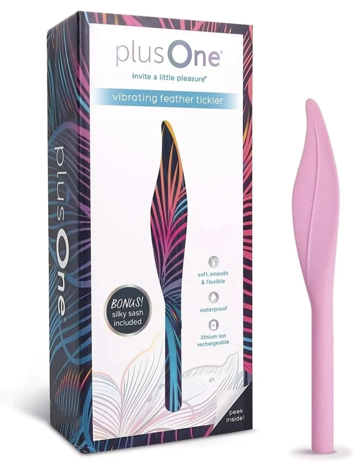 Plus One Vibrating Feather Tickler VIBRATOR 5 Settings NIB SEALED
