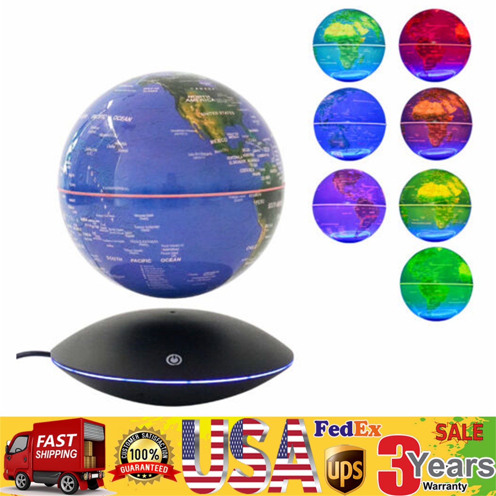 Magnetic Levitation Floating Globe Light LED World Map Rotating Night Lamp NEW