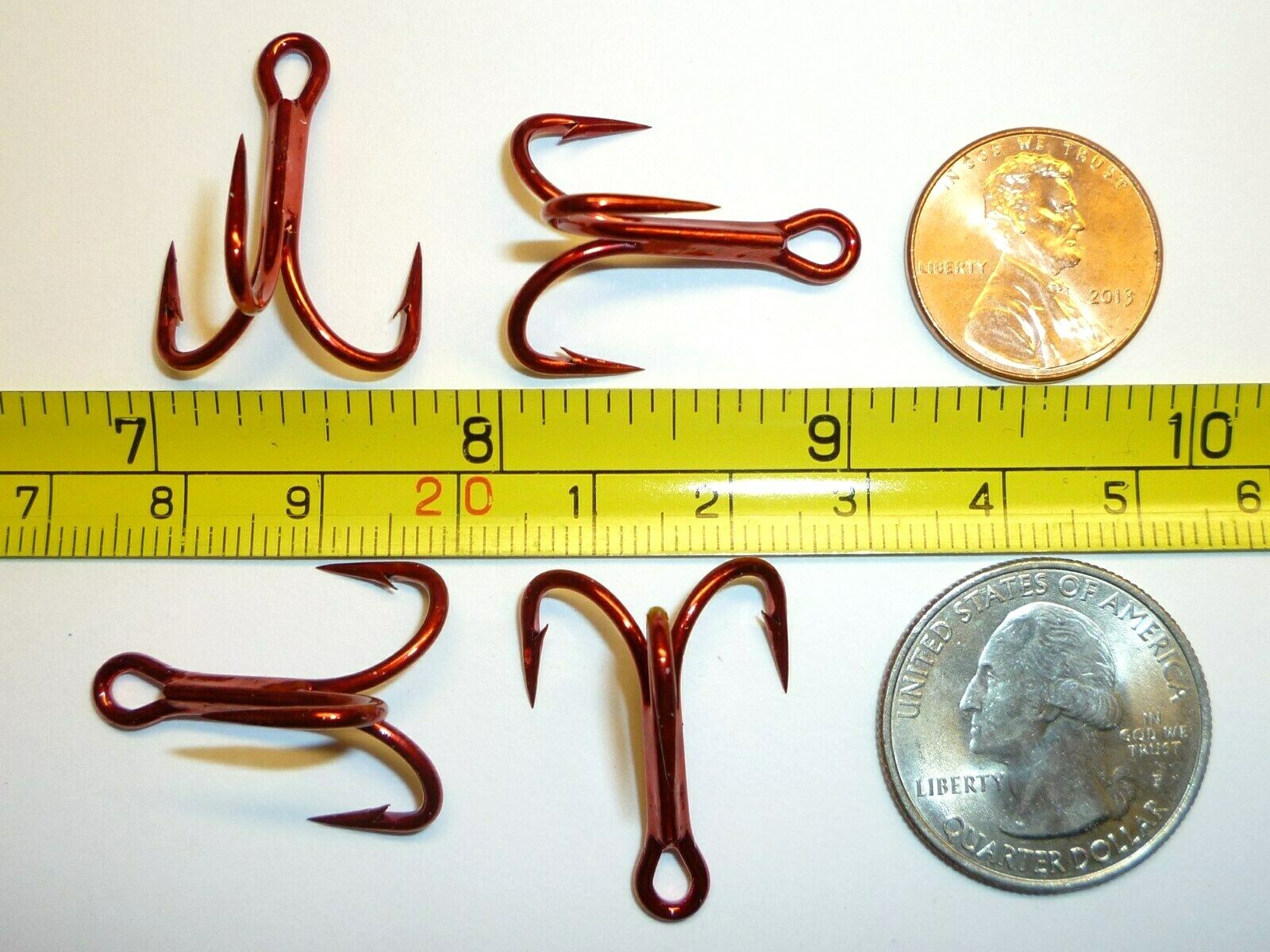 (50) VMC 4X OSHAUGHNESSY TREBLE HOOKS (SIZE 2) TIN RED (9626TR) BULK 9626 TR