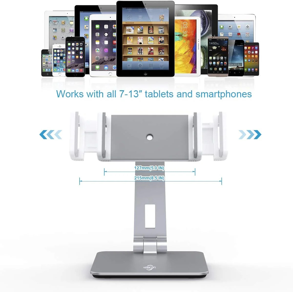 KABCON Tablet Stand Holder, Tightness Adjustable Multi-Angle Foldable Eye-Level