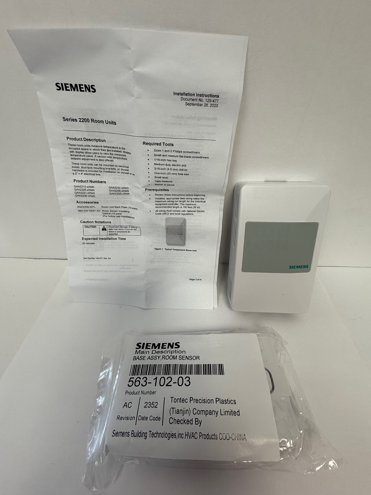 SIEMENS QAA22SS.EWSN ROOM TEMPERATURE SENSOR RTS  NEW OPEN BOX