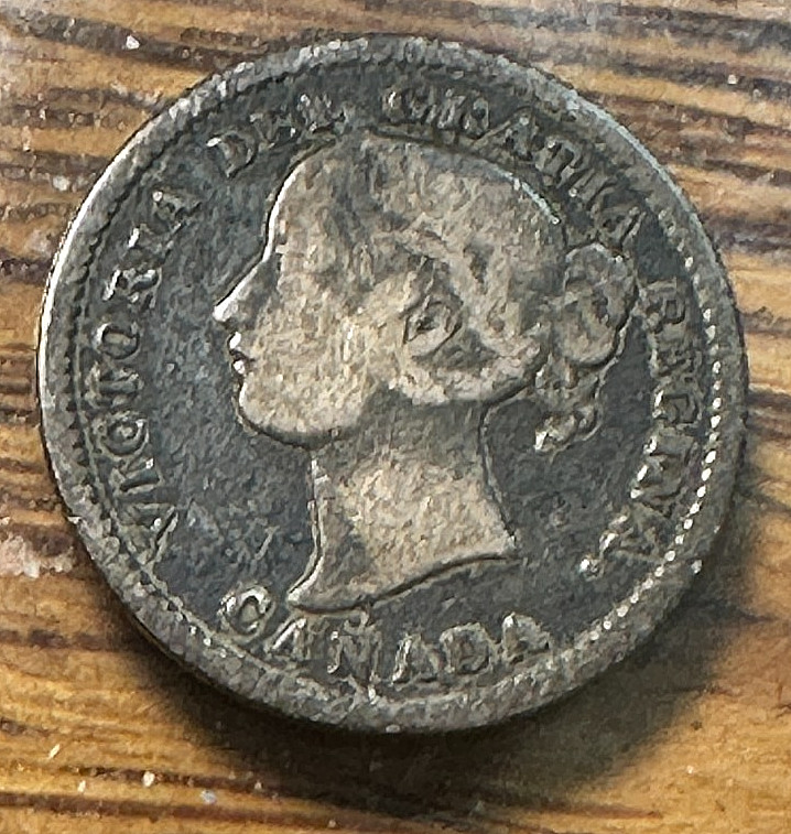 1872-H Key Canada 5 Cents Nice Original Fine+ CHRC