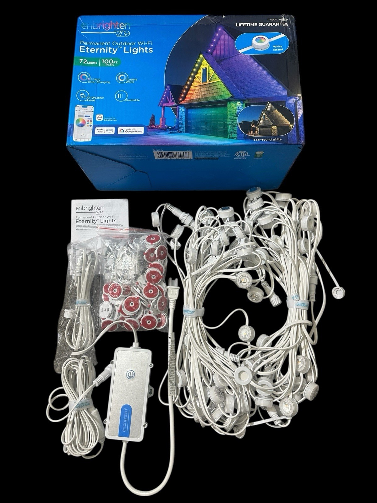 Enbrighten VIBE Permanent Outdoor Wi-Fi eternity Lights 72lights, 100ft (White)