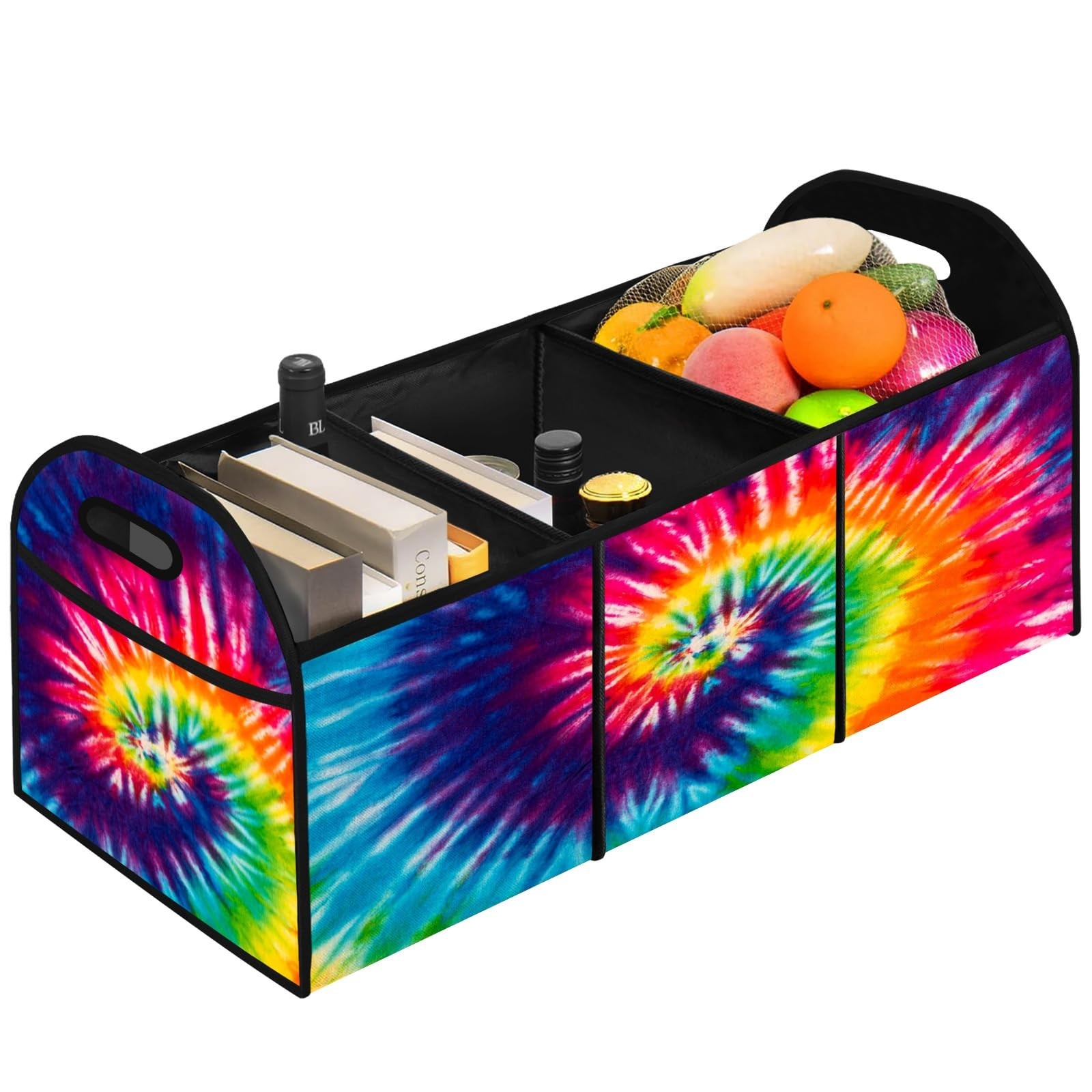 TieDye Car Trunk Organizer Storage Box Collapsible Non-Slip Automotive Organi...