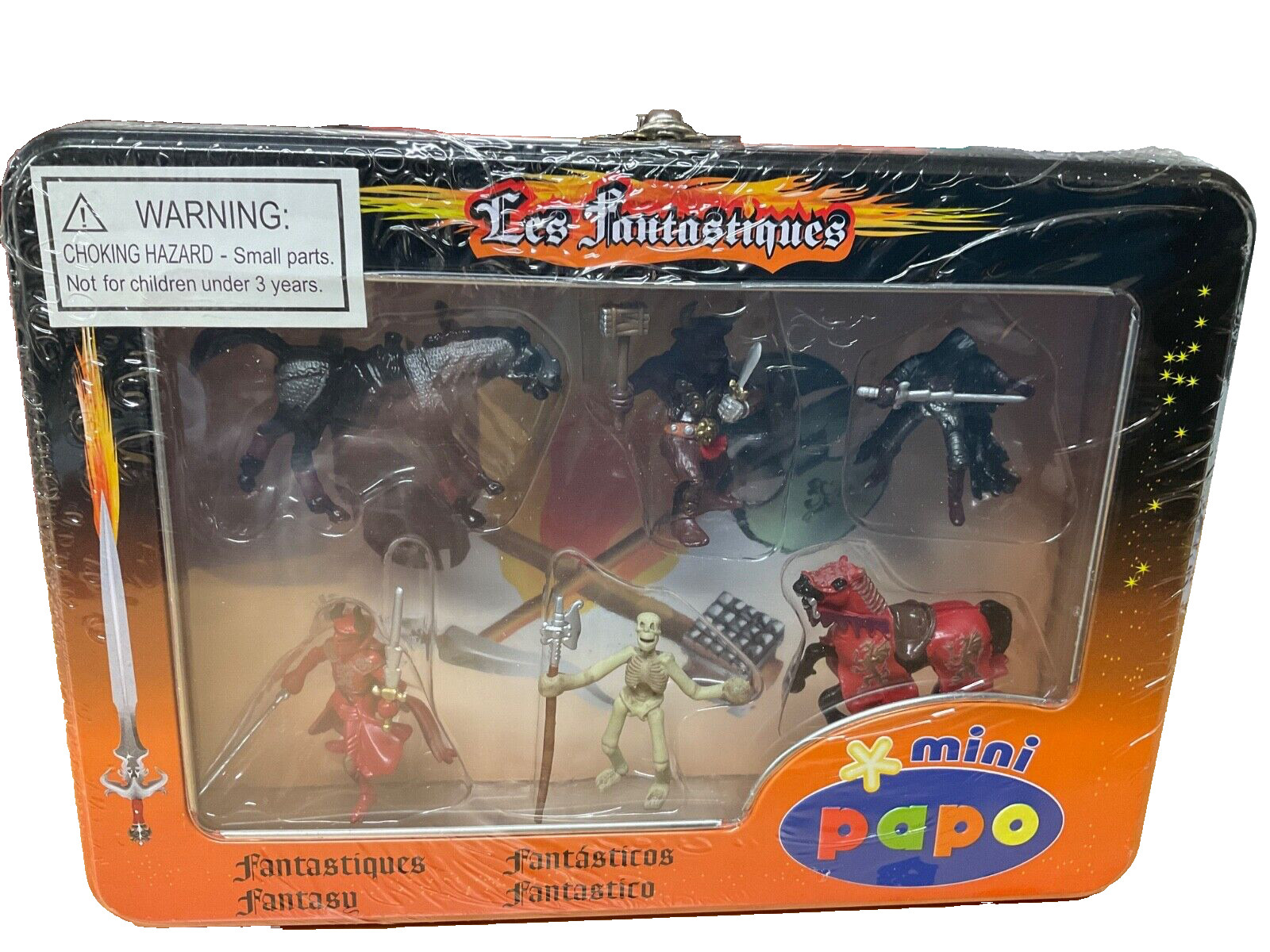 Mini Papo~Hand Painted Fantasy Figurines~6 figures +1 metal Case~Collectible~New