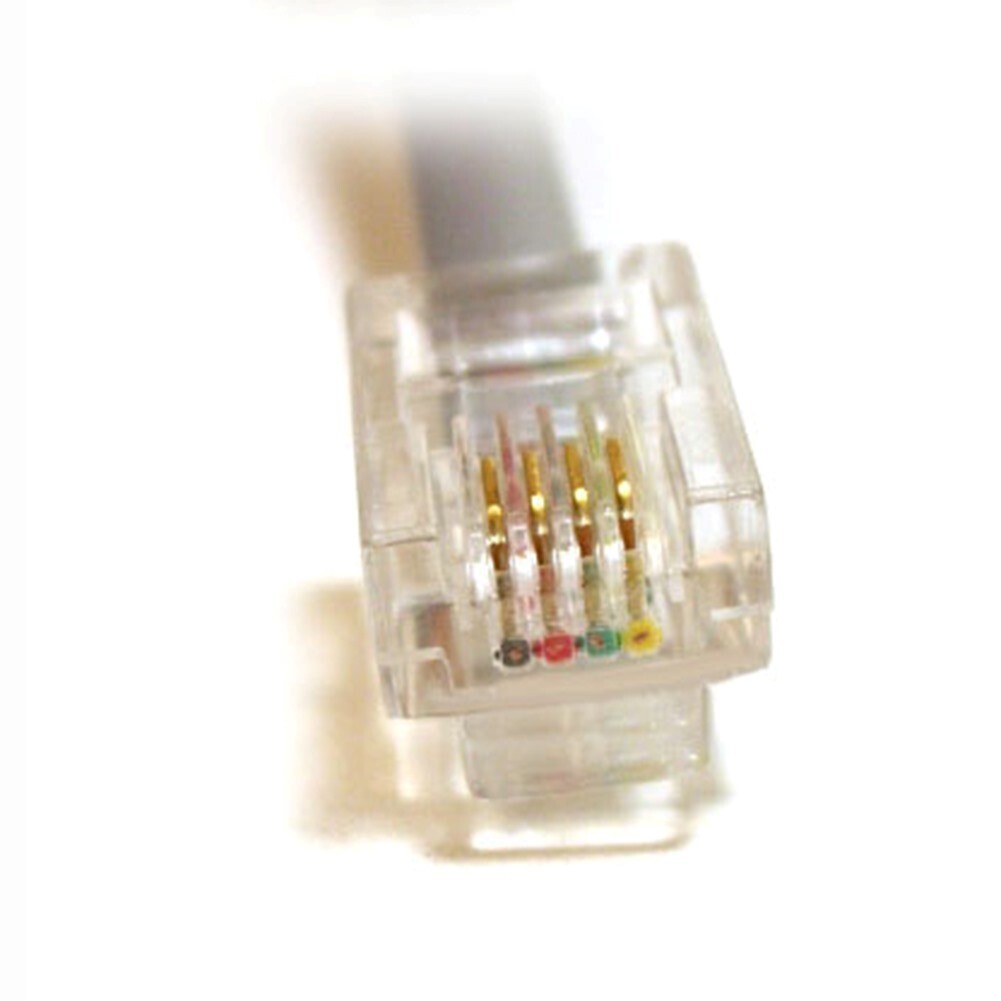 7FT RJ11 Telephone Phone Line Flat Cable Reverse Cord 4 Pin ADSL DSL Router 6P4C