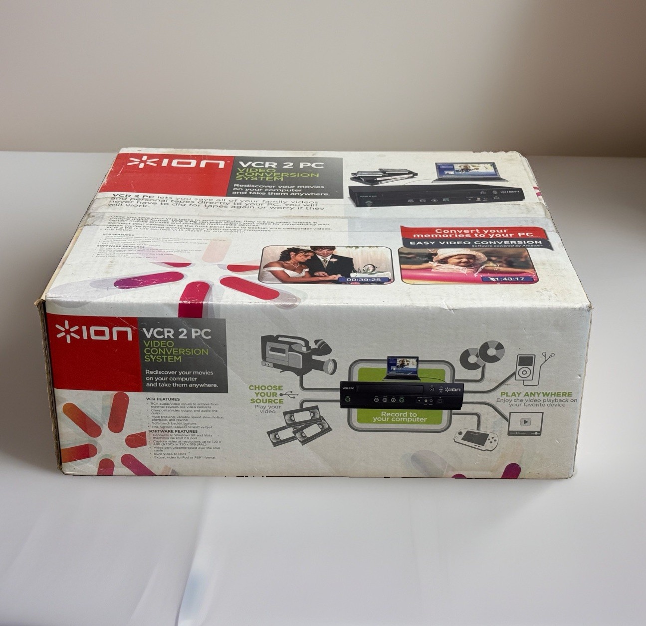 Brand New Sealed ION VCR 2 PC USB VHS Video to Computer Conversion System NIB