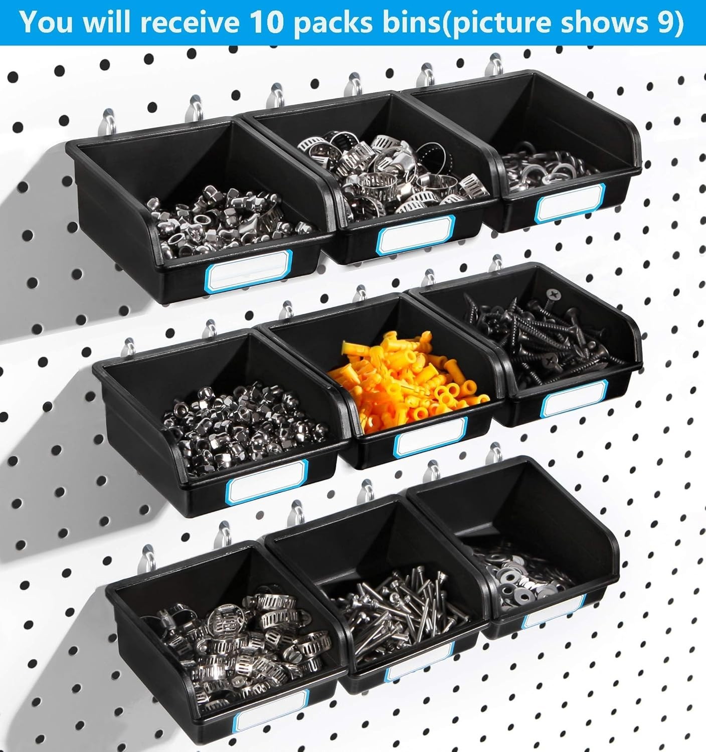 High-Quality 10 Pack Pegboard Bins – Durable Design for Organizing Accessories