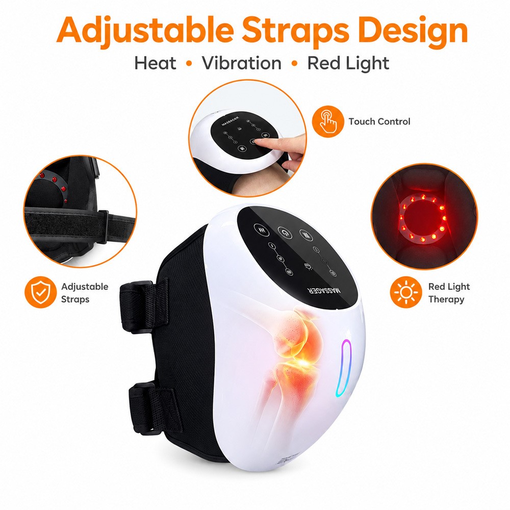 3-in-1 Knee Massager Heat Vibration Red Light Therapy for Joint Pain Stiffness