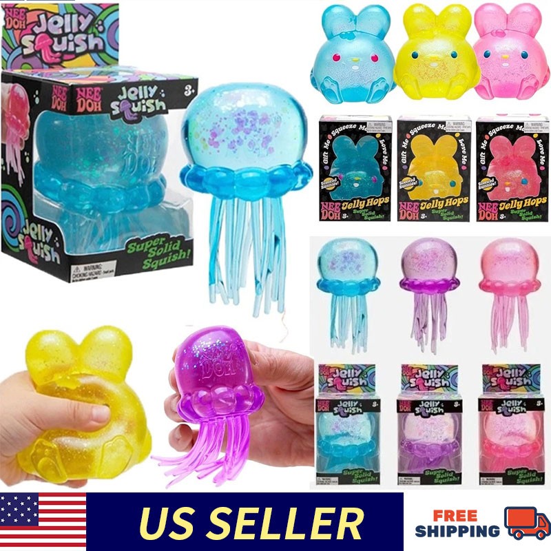 NeeDoh Jellyfish Bunny Jelly Squish Stress Toy Fidget Sensory Squeeze Squi-shy