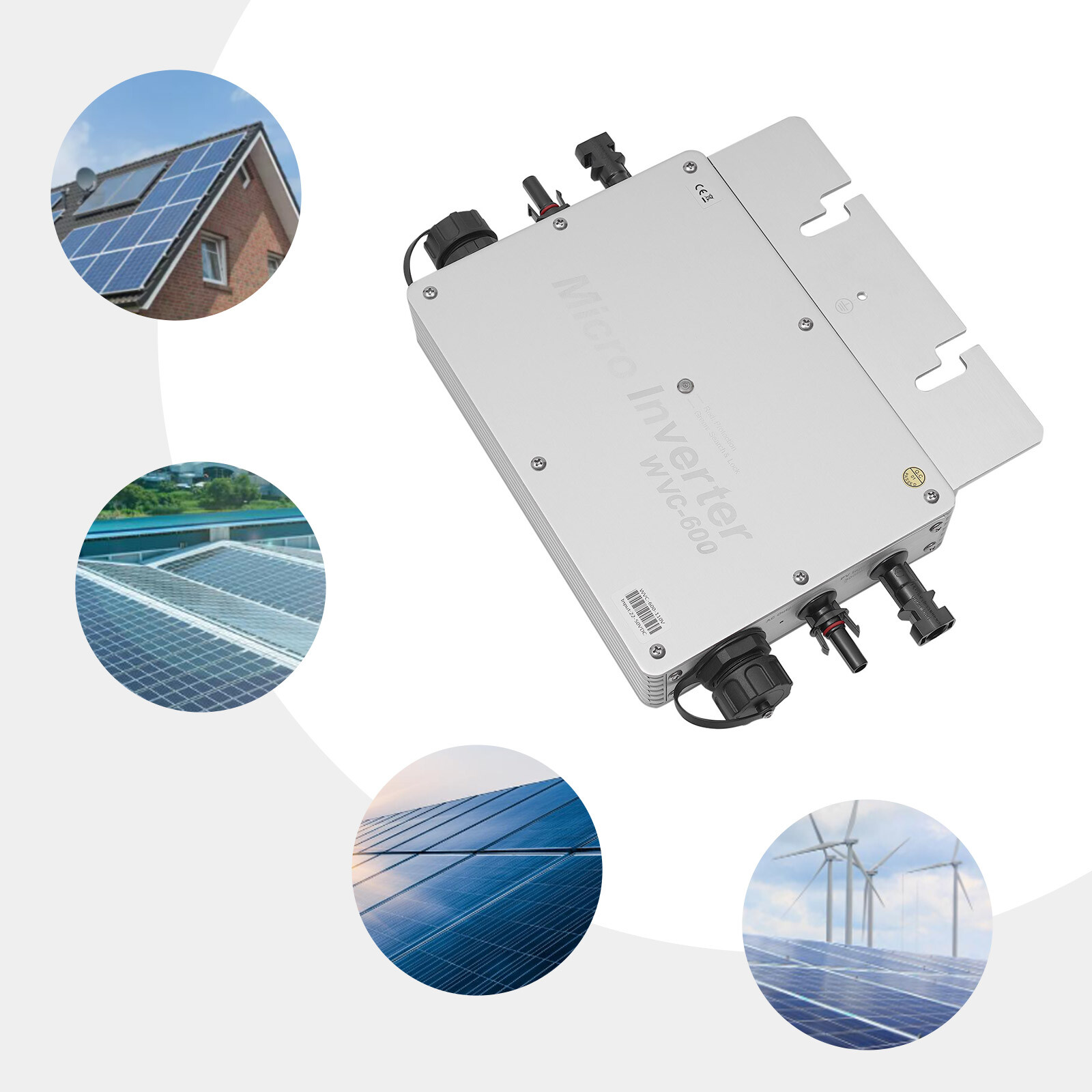 600W Grid Tie MPPT Pure Sine Wave DC to Waterproof Solar Micro Inverter Silver