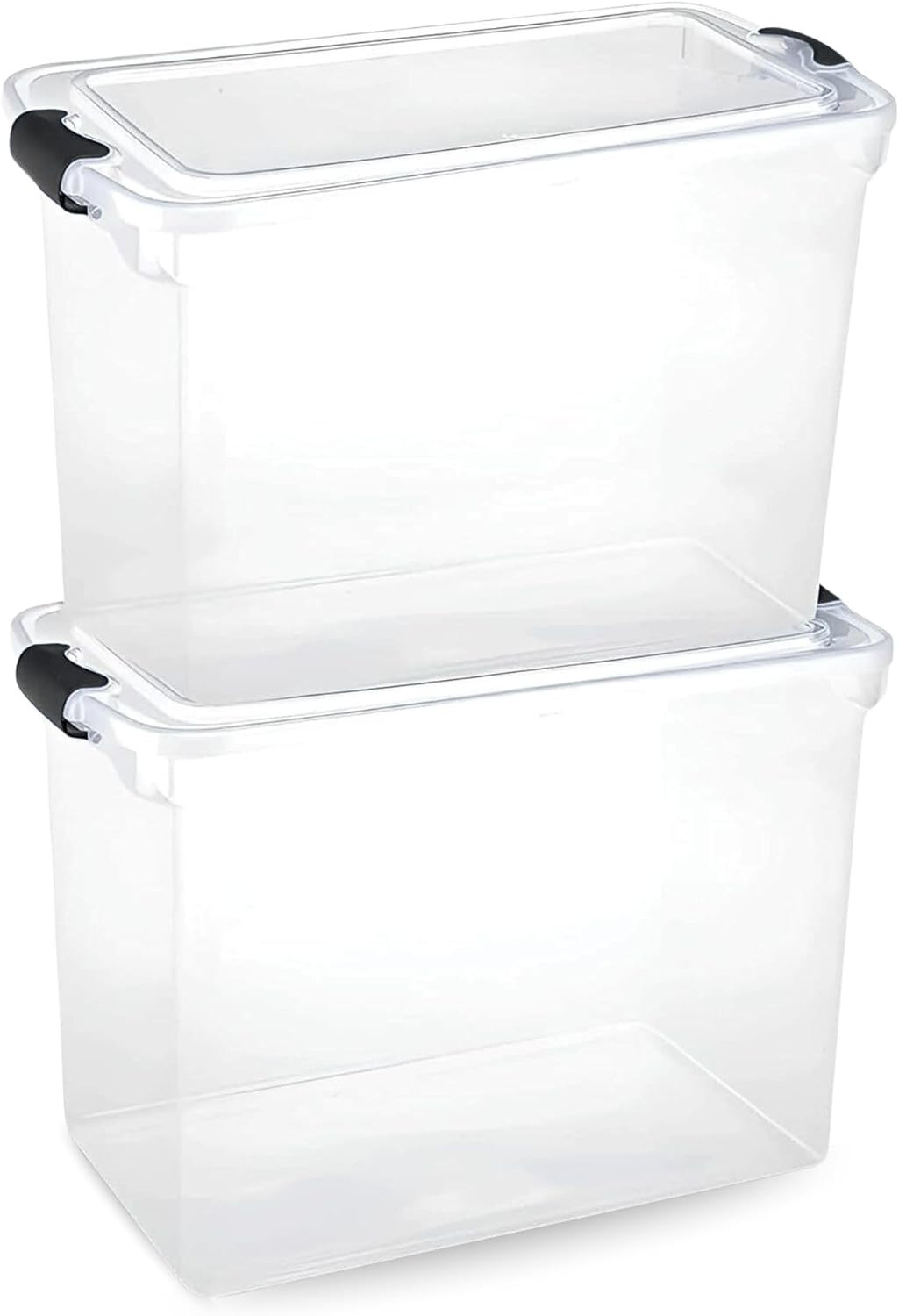 2-Pack Latching Lid, Large Clear Plastic Storage Bins W/Lids, 112 Quart, Gray La