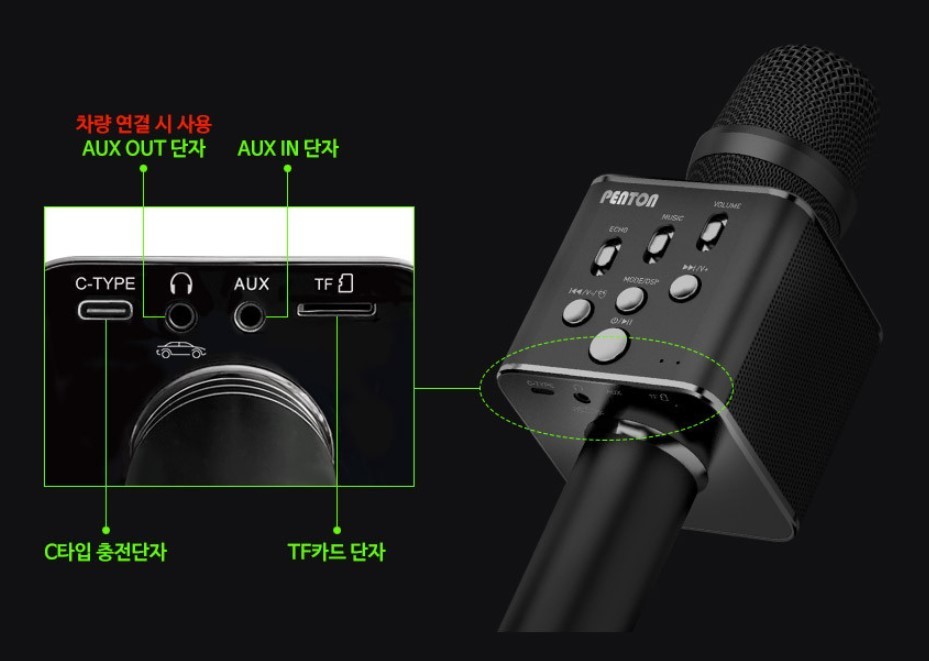 Penton BM7 Bluetooth Karaoke Mic TWS Duet Dynamic Wireless Microphone