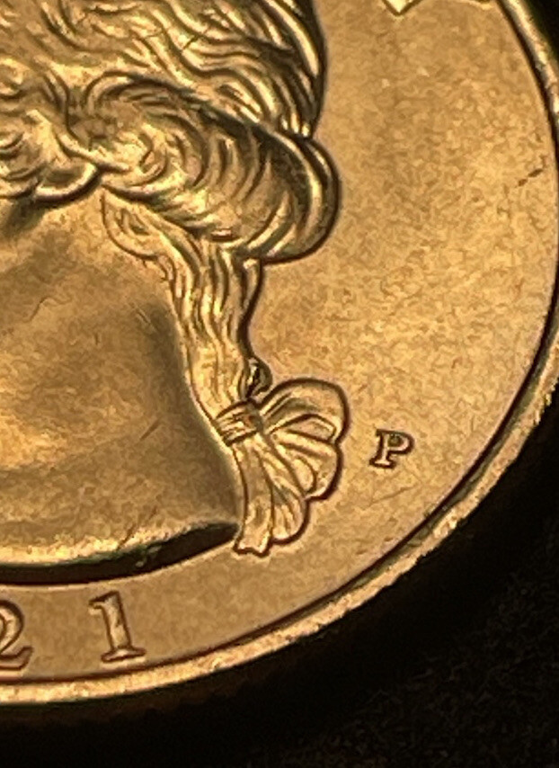 1-2021-P Crossing The Delaware with Die Break Error on Pony Tail!