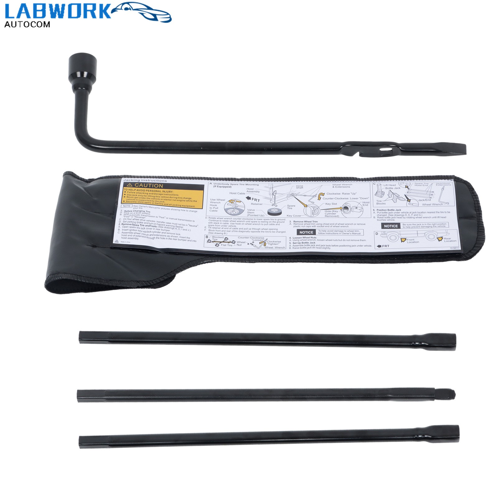 For Chevy GMC Silverado Sierra Duty Pickup Spare Tire Lug Wrench Tools Kit