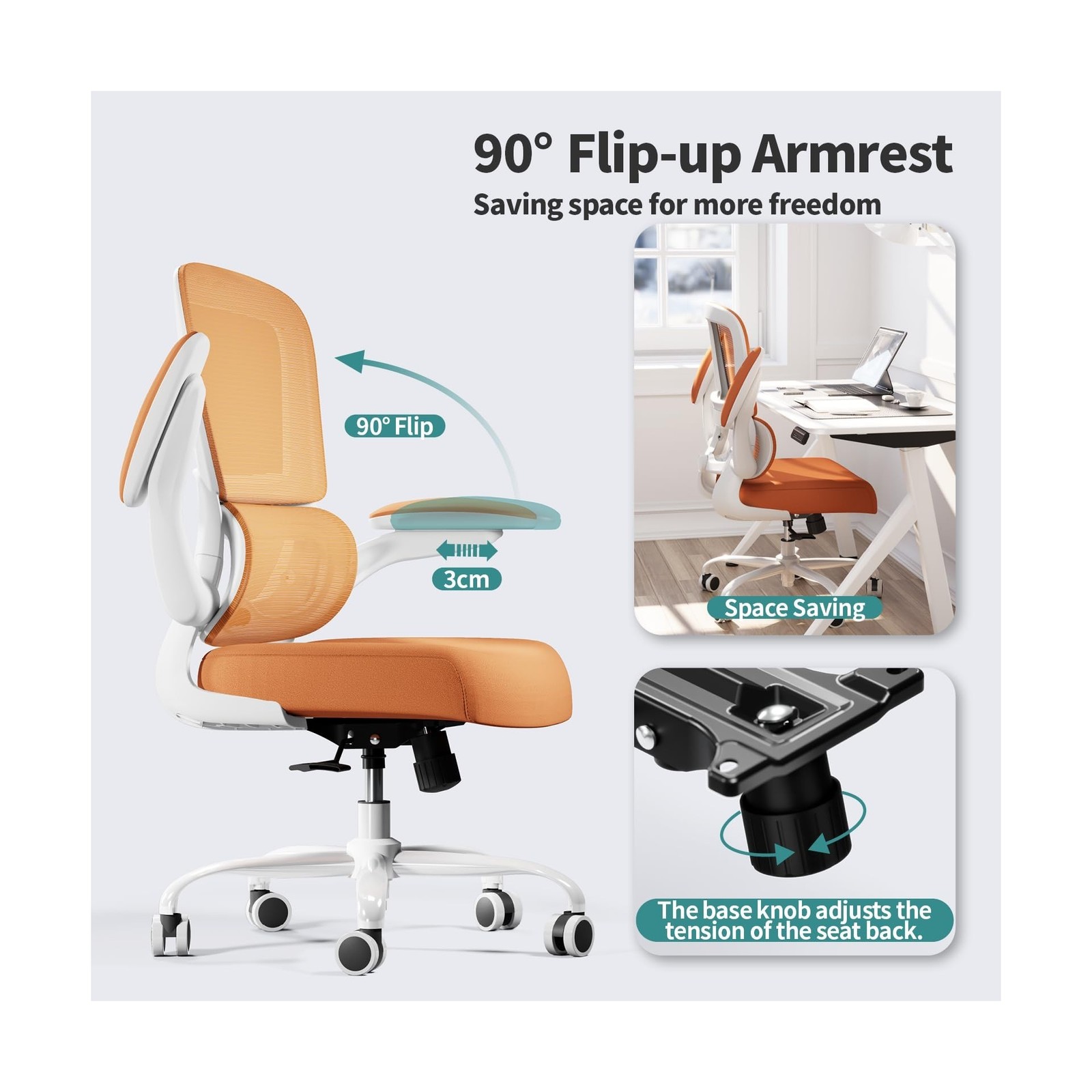Ergonomic Office Desk Chair w/ Adjustable Lumbar Support + Adjustable Backrest
