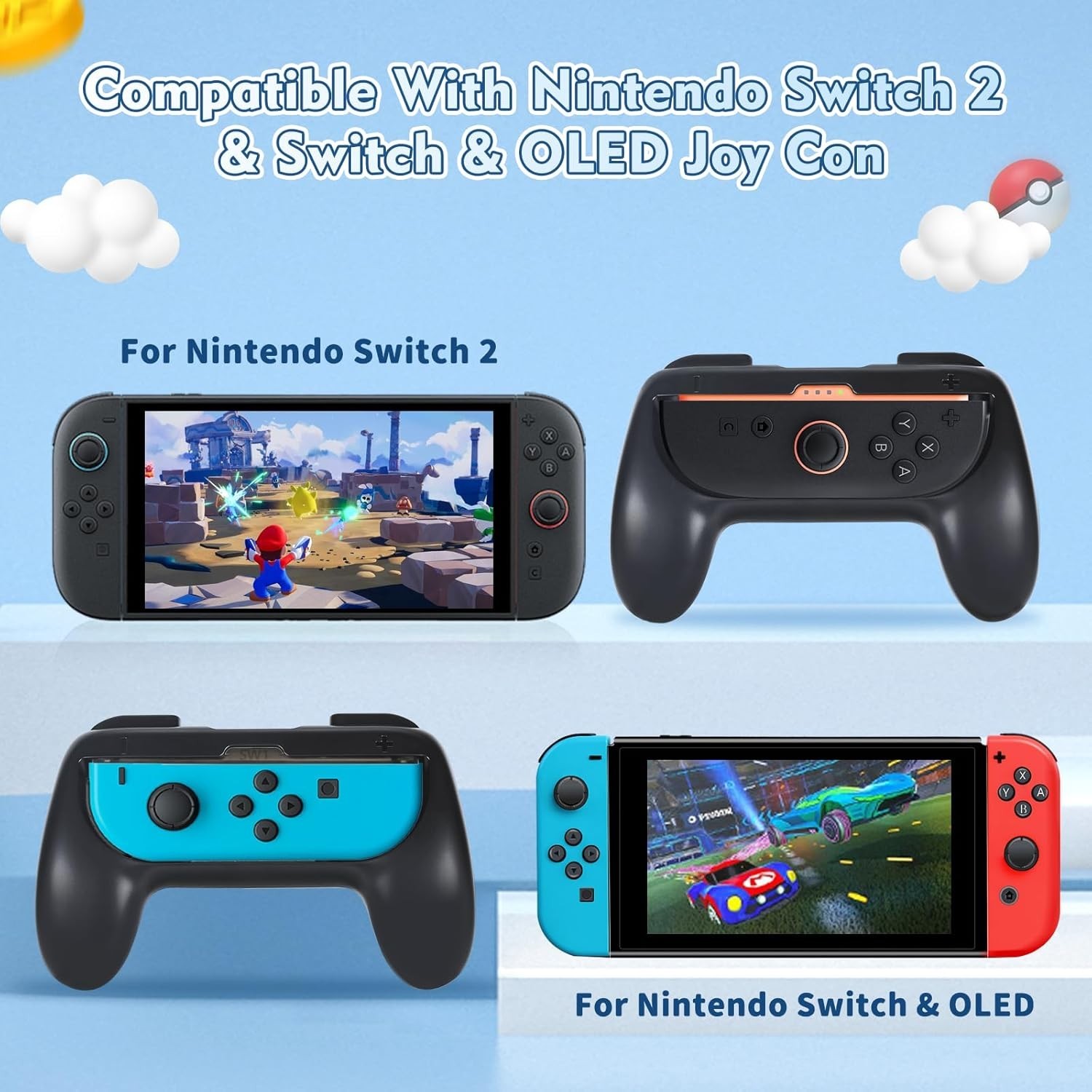 Grip kit for Nintendo Switch 2 (2025) & Nintendo Switch & Switch 2pack