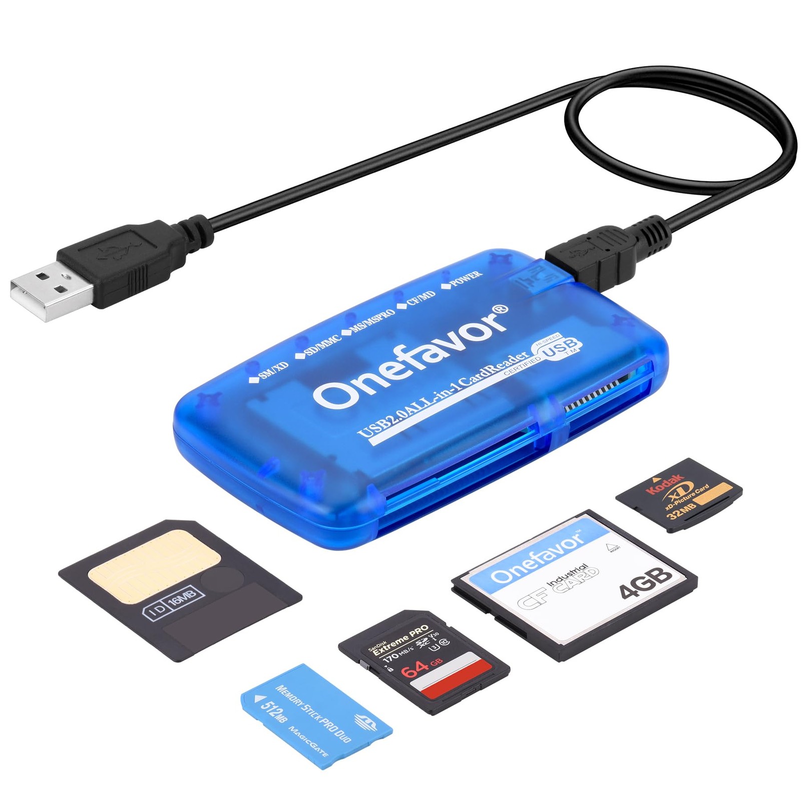SmartMedia Card Reader Writer All-in-1 USB Universal Multi Card Adapter Slim Hub