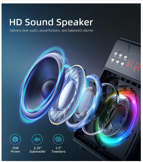 Sonida Karaoke Machine with 2 Wireless Microphones, Bluetooth Speaker