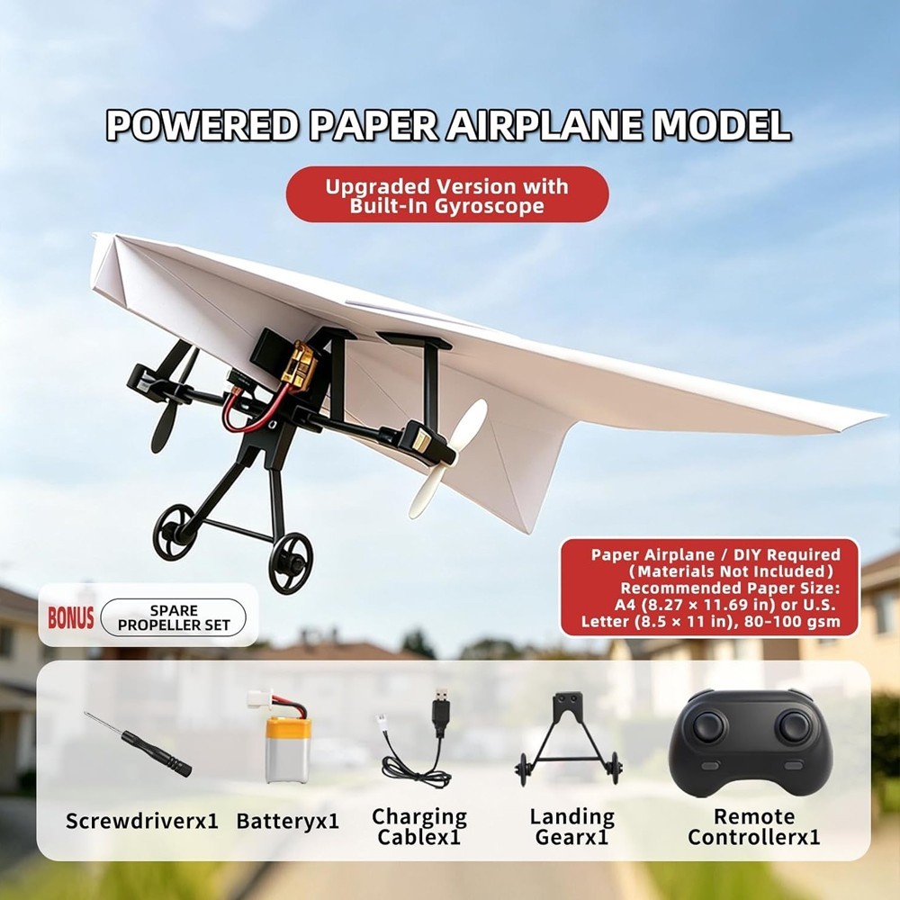 DIY Remote Control Paper Plane Power Kit 4-Channel RC Aircraft Building Parts CW